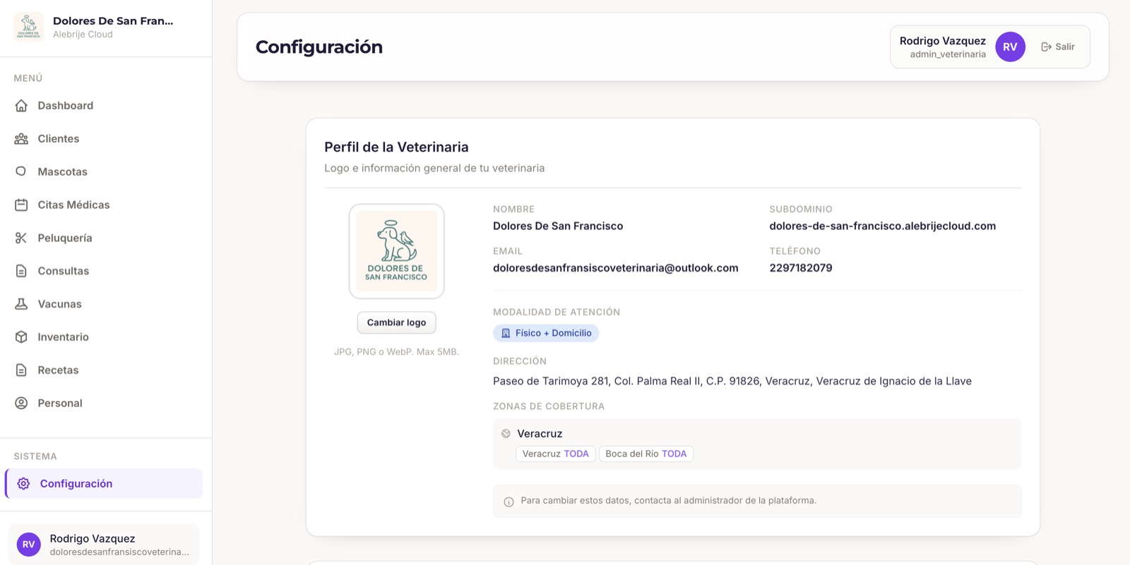 Inventario y perfil de la clínica, captura 2