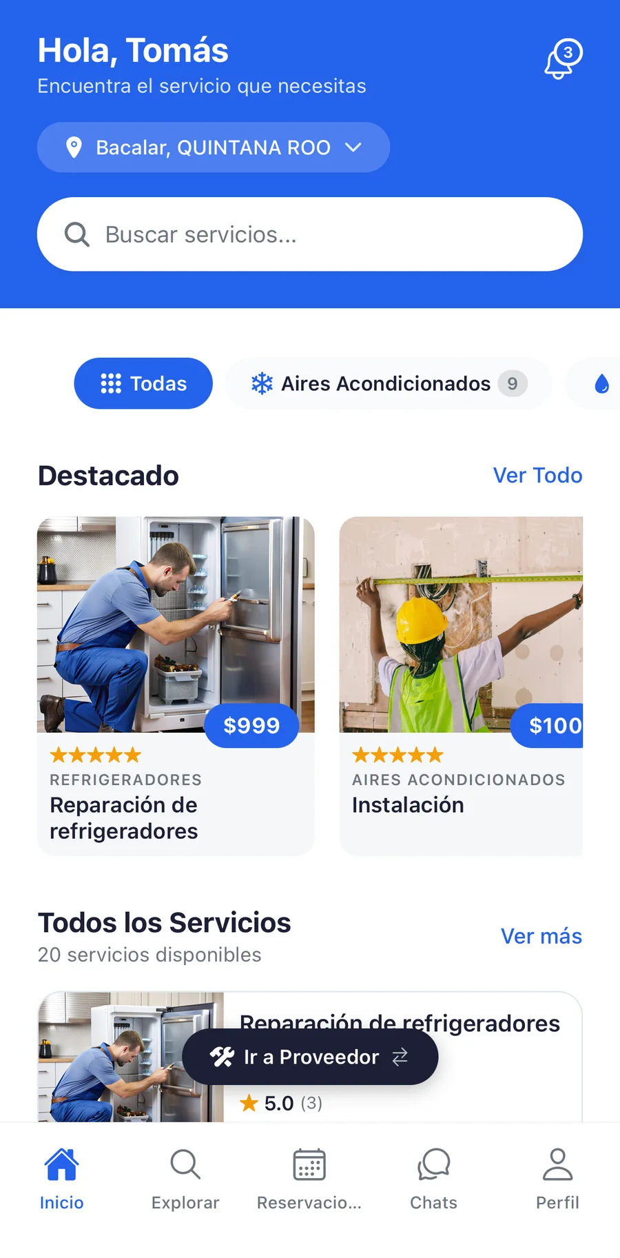 App del cliente, captura 1