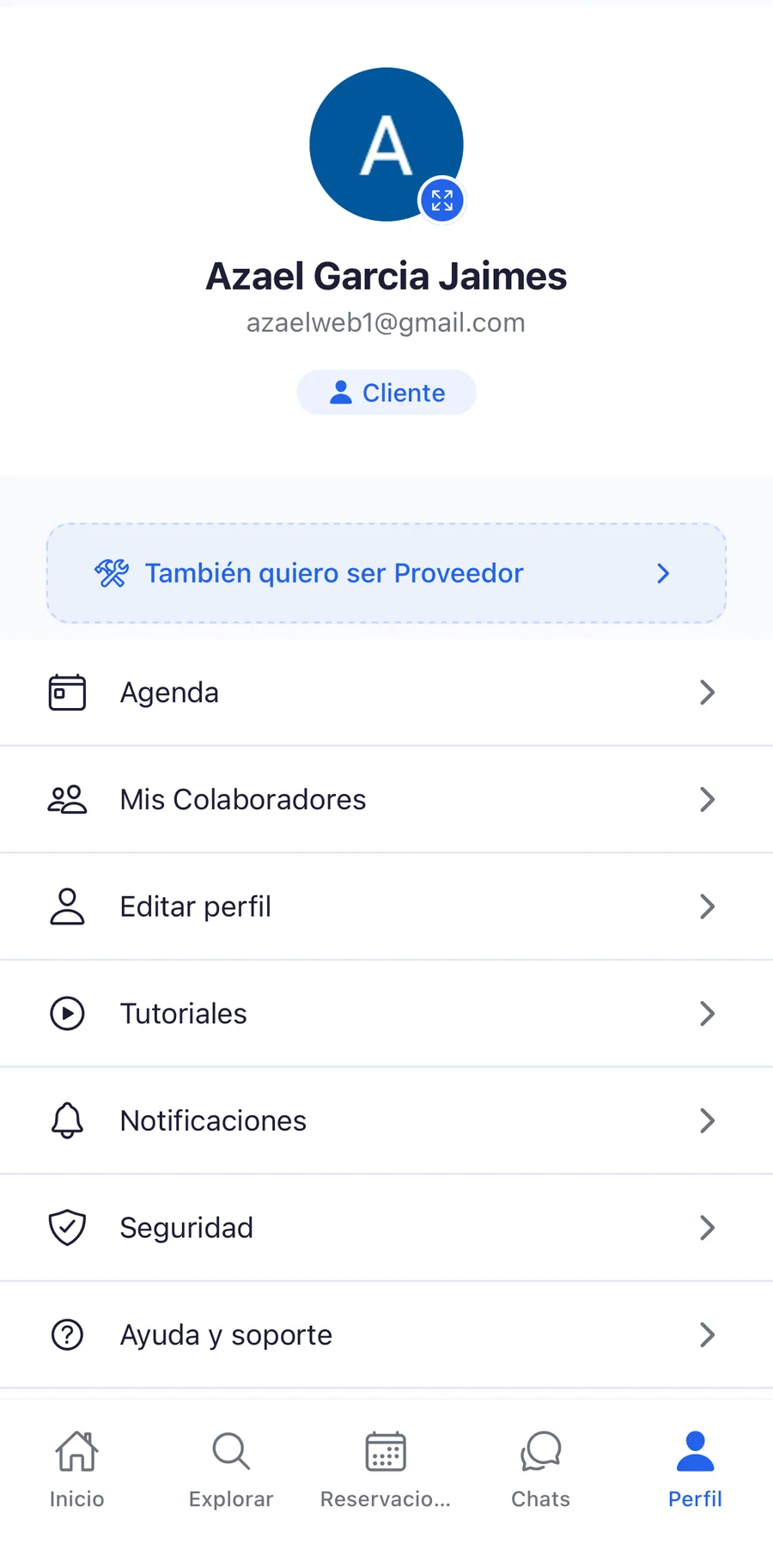 App del cliente, captura 8