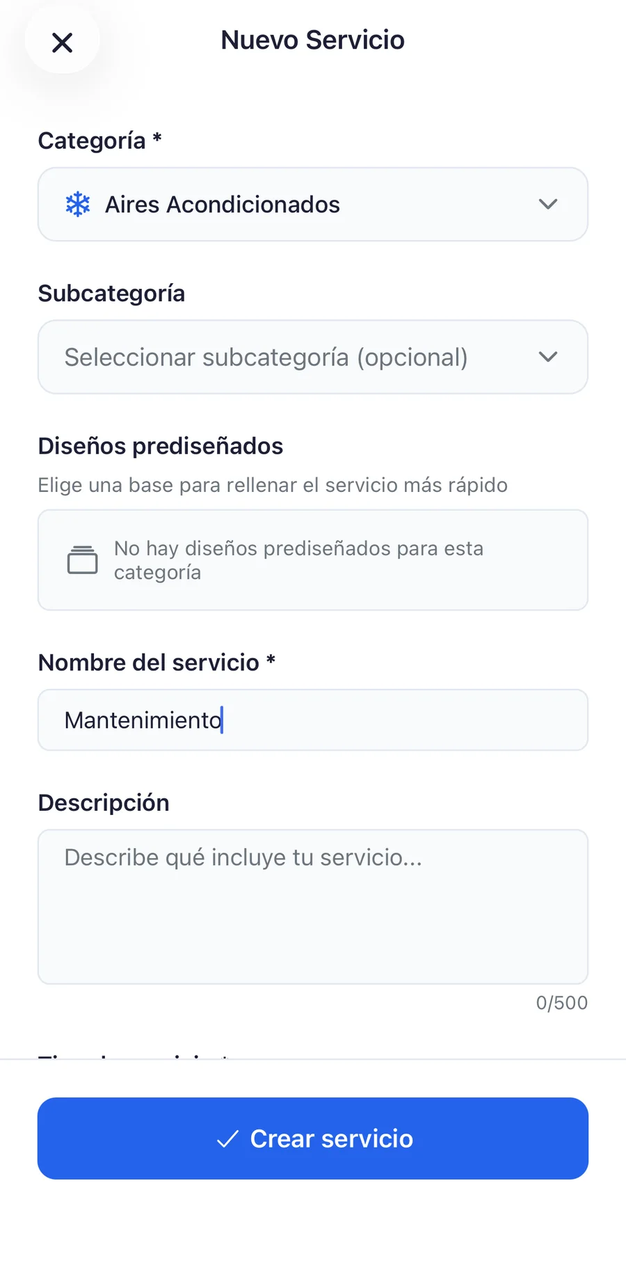 App del proveedor, captura 4