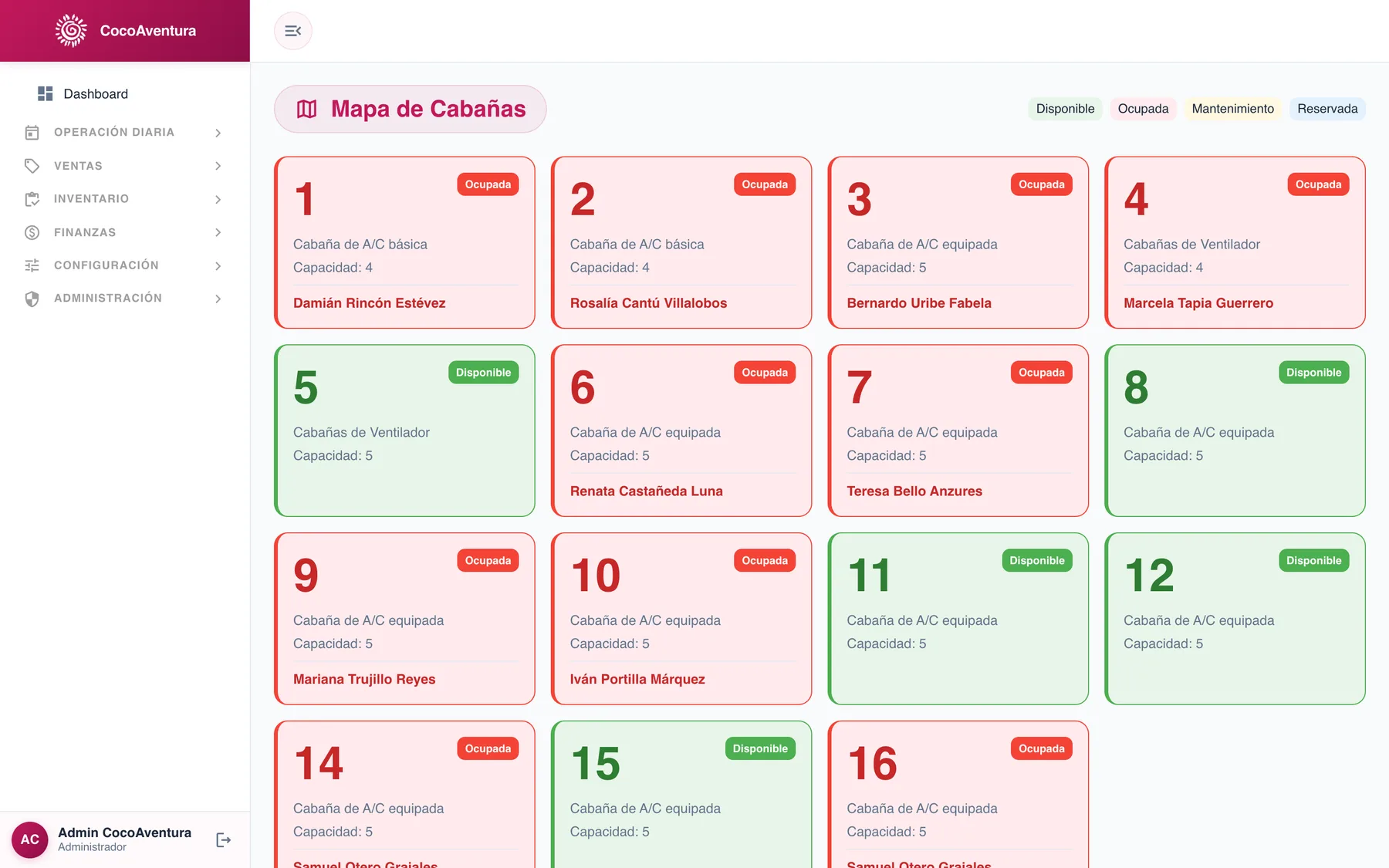 Calendario, reservaciones y check-in, captura 7