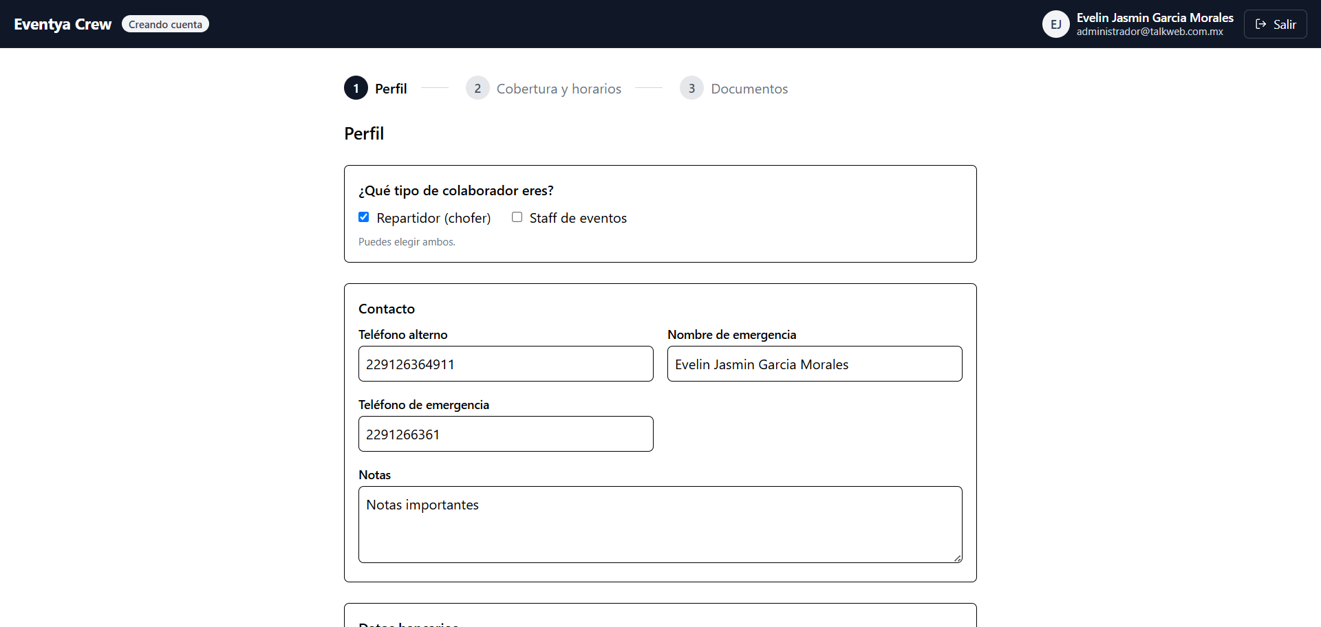 Aplicación web para colaboradores 2