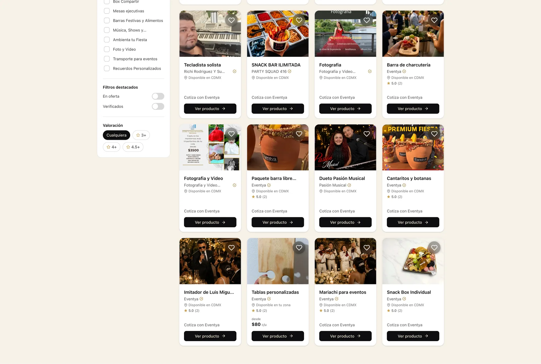 Marketplace web, captura 2