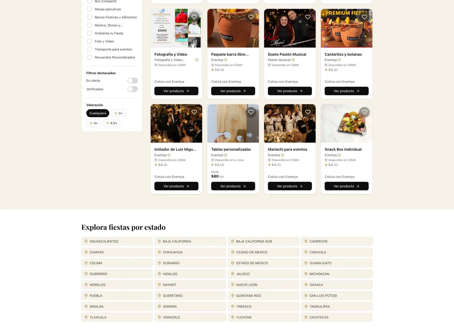 Marketplace web, captura 4