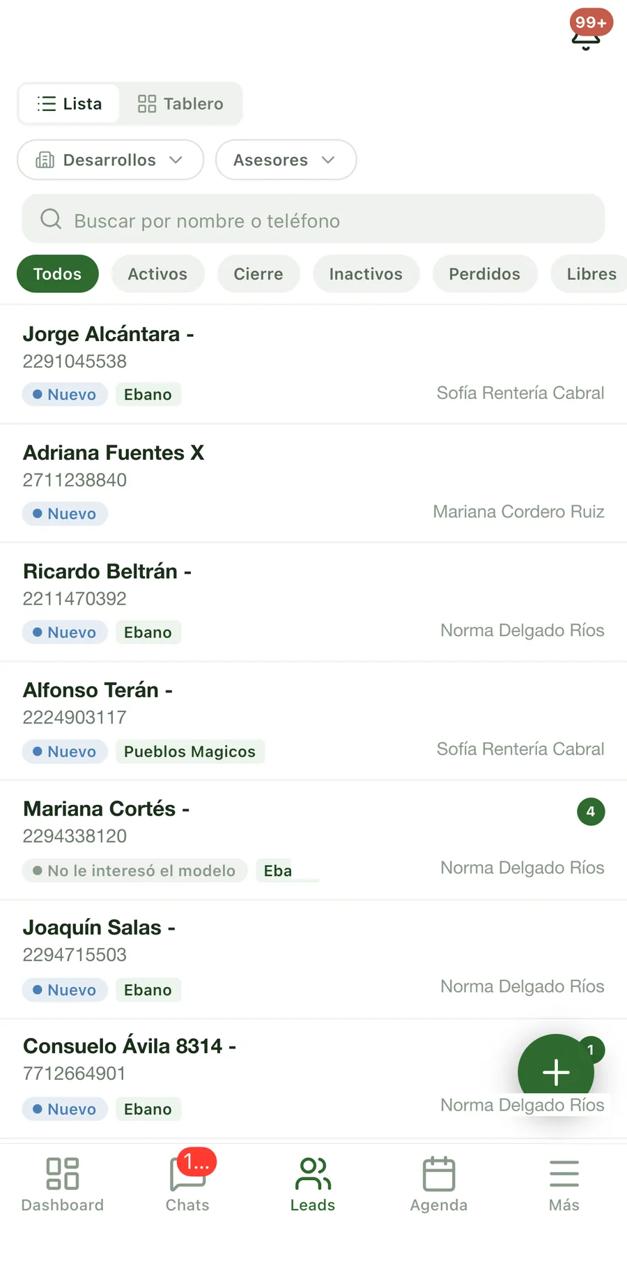 App móvil para asesores, captura 5