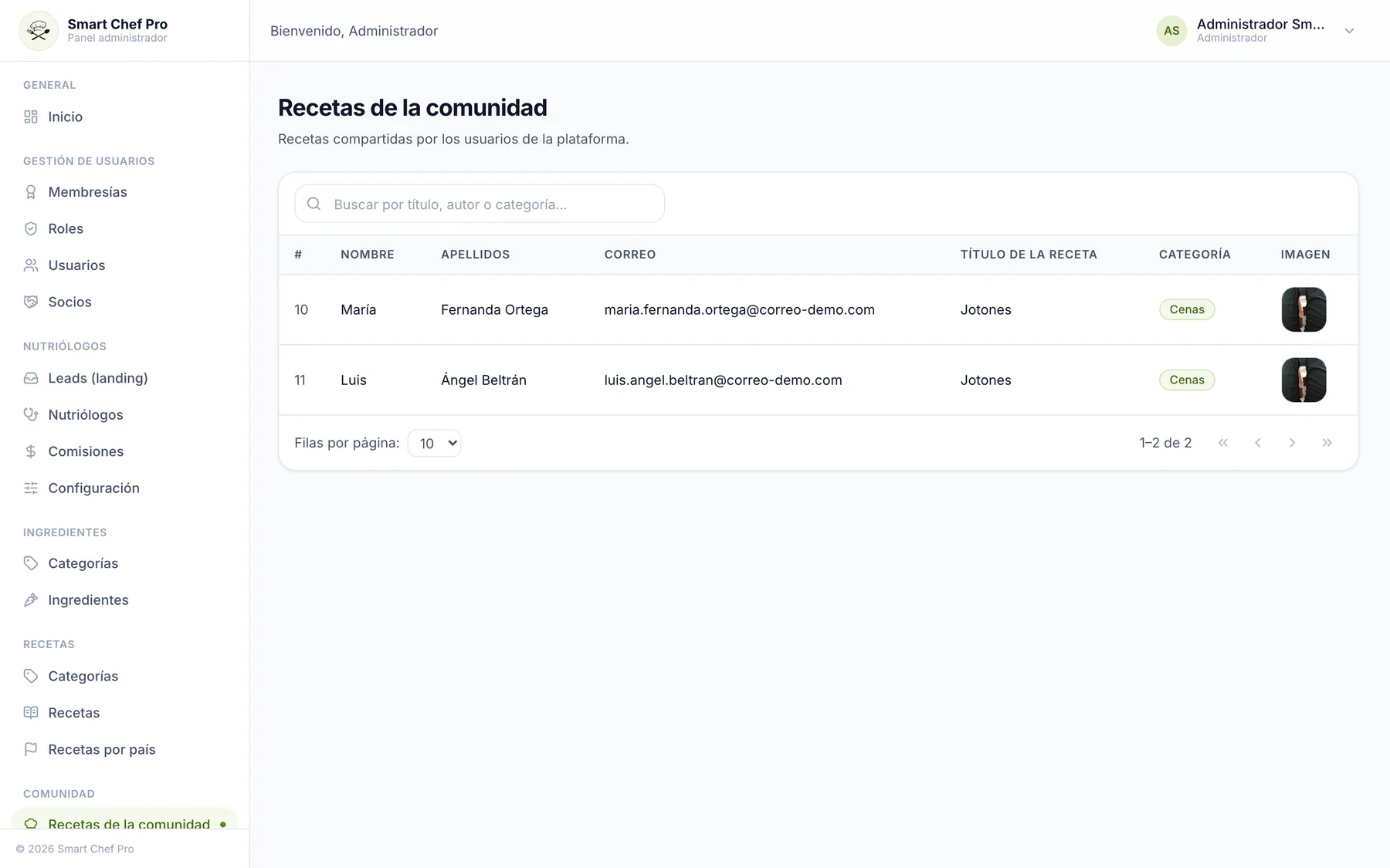 Administrador web, captura 6